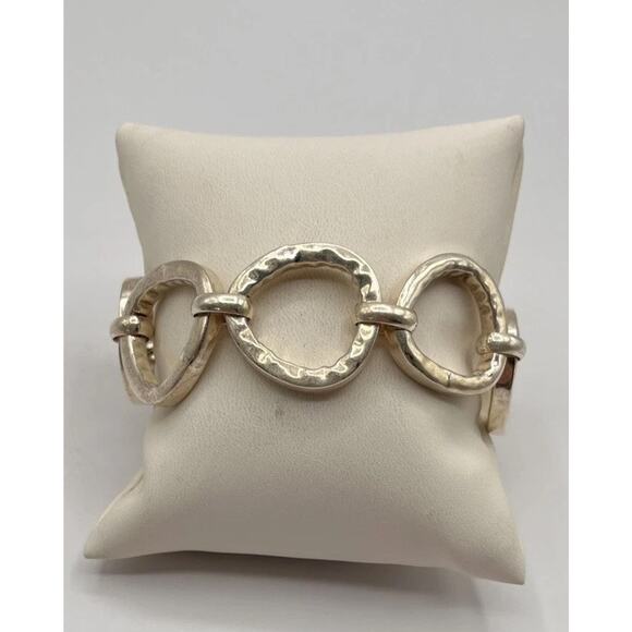Silpada Sterling Silver 925 Hammered Toggle Link Bracelet Vintage Retired Chunky - Picture 5 of 6